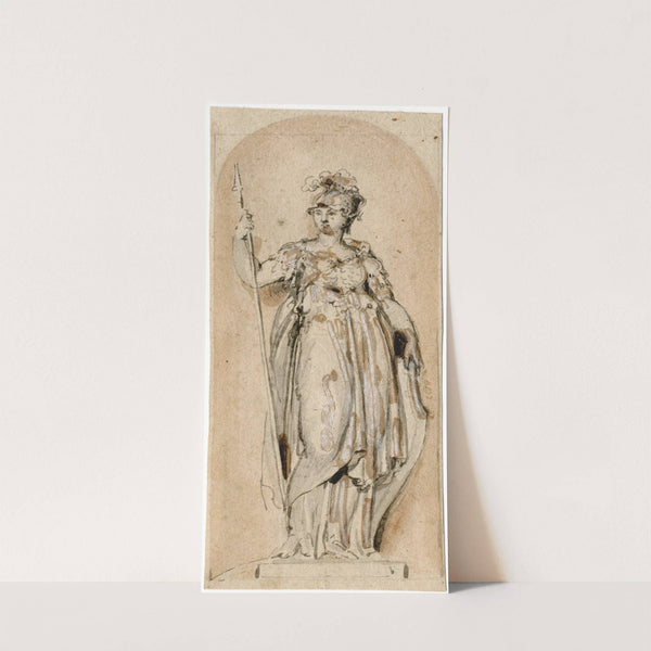 Design for the painting of a door of a bookcase: Minerva by Jacob de Wit