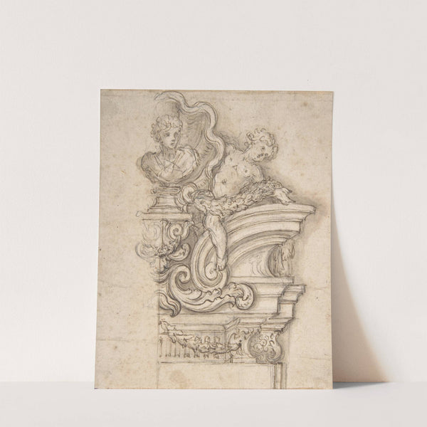Design for the Right Half of an Overdoor Decoration with a Bust by Giovanni Battista Foggini