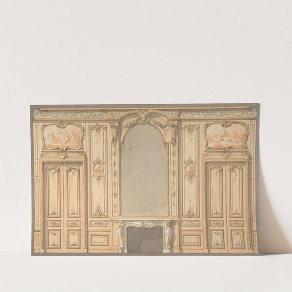 Design for wall panels, mirror, and fire mantle by Jules-Edmond-Charles Lachaise