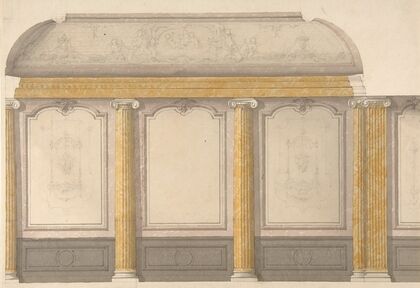 Design for wall panels with putti and flowered garlands