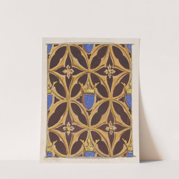 Design for wallpaper featuring blue shields surmouted by crowns by Jules-Edmond-Charles Lachaise