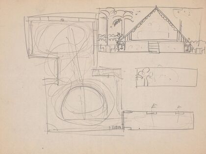 Design sketches for Hotel Alamac, 71st and Broadway, New York, NY. Details of Congo Room or ‘Africa Roof’