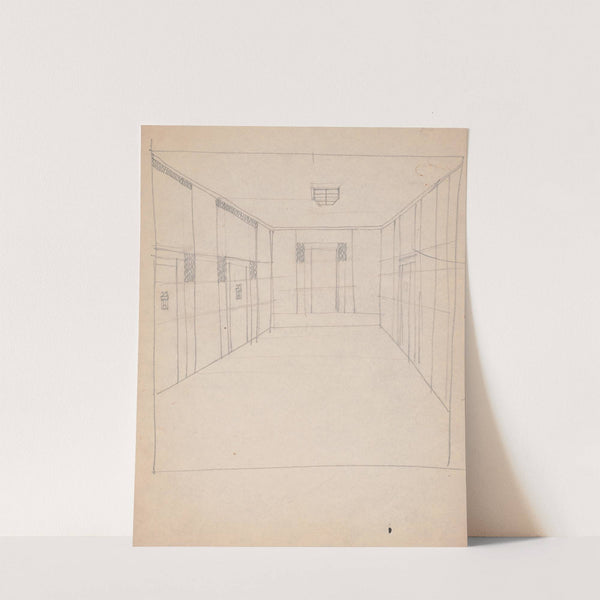 Design sketches for Hotel Alamac, 71st and Broadway, New York, NY. Plan of hallway by Winold Reiss