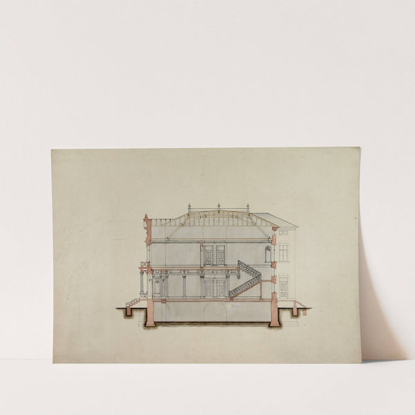 Design Studies, Section Through House, Presentation by Carl (Charles) J. Furst