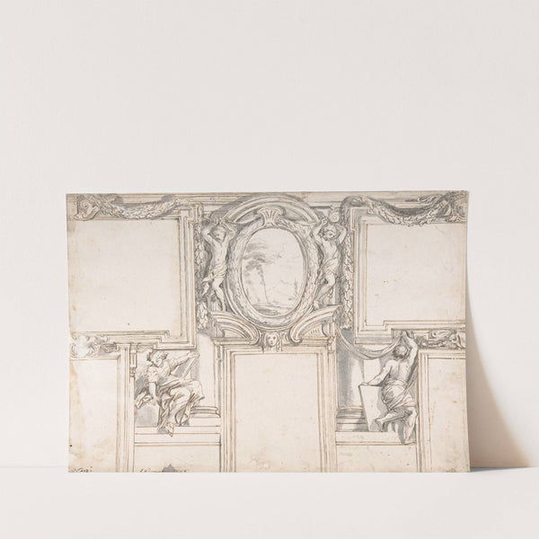 Design Wall Elevation with Stucco and Painted Decorations by Luigi Garzi