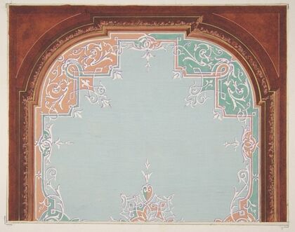 Designs for a painted ceiling with filagree borders