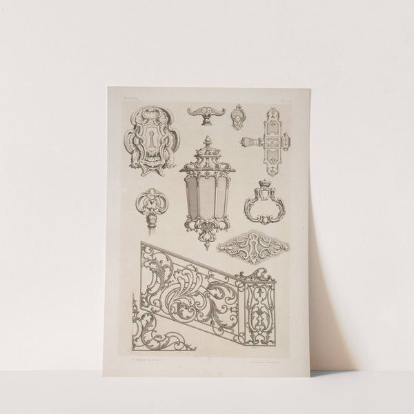 Designs for keyholes, lamp, gate by André-Charles Boulle