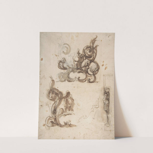 Designs for Ornamental Motifs and for a Herm Supporting a Chimney Piece by Moncalvo (Guglielmo Caccia)