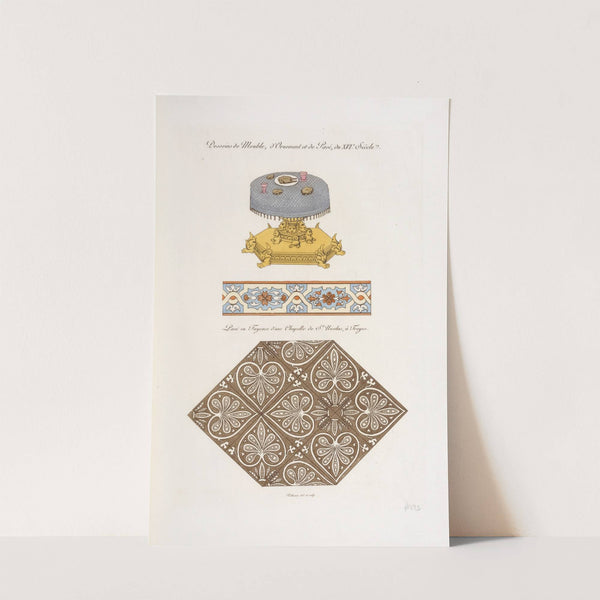 Desseins de meuble, d'ornement et de pavé, du XVIe. siècle. Pavé en fayence d'un chapelle de St. Nicolas, à Troyes. by Nicolas Xavier Willemin