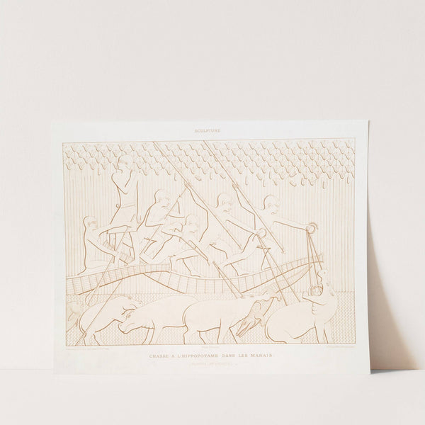 Dessin; chasse à 'hippopotame dans les marais (Memphis - VIe. dynastie) by Émile Prisse d'Avennes