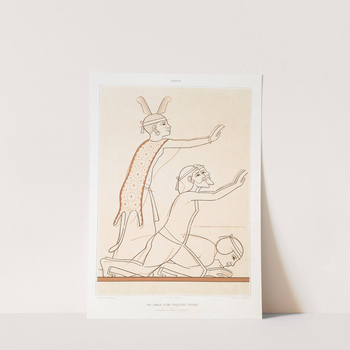 Dessin; Fac-simile d'une esquisse épurée (nécropole de Thèbes - XVIIIe. dynastie) by Émile Prisse d'Avennes