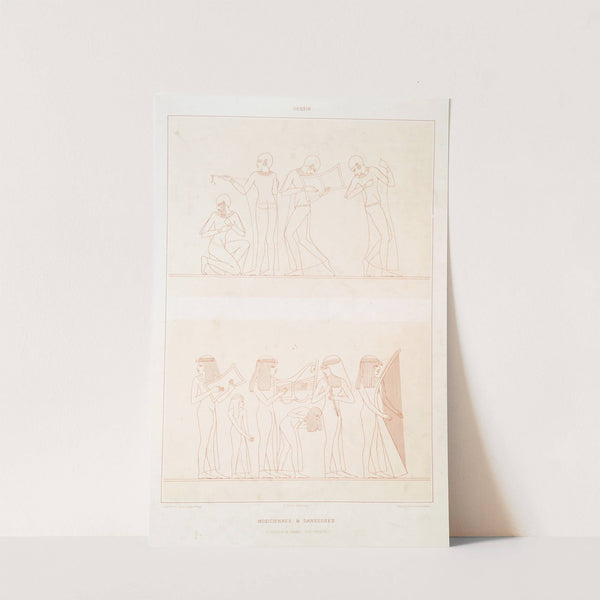Dessin; musiciennes & danseuses (nécropole de Thèbes - XVIIIe. dynastie) by Émile Prisse d'Avennes