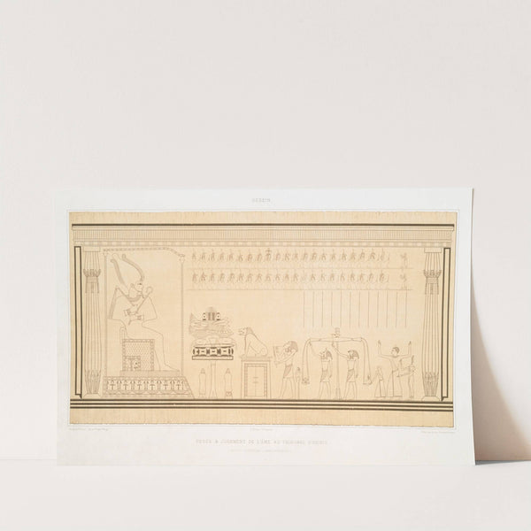 Dessin; pesée & jugement de l'âme au tribunal d'Osiris (rituel funéraire - XVIIIe. dynastie) by Émile Prisse d'Avennes