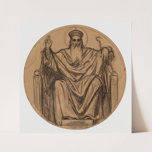 Dessin préparatoire pour les médaillons de l’église de la Trinité, 66 rue saint-Lazare, 9ème arrondissement. by Félix-Joseph Barrias