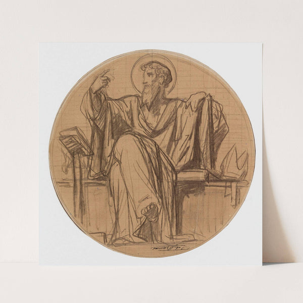 Dessin préparatoire pour les médaillons de l’église de la Trinité, 66 rue saint-Lazare, 9ème arrondissement. by Félix-Joseph Barrias