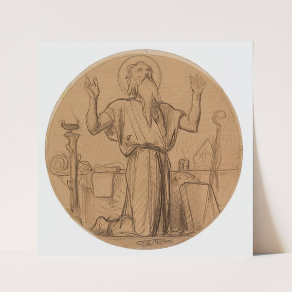 Dessin préparatoire pour les médaillons de l’église de la Trinité, 66 rue saint-Lazare, 9ème arrondissement by Félix-Joseph Barrias