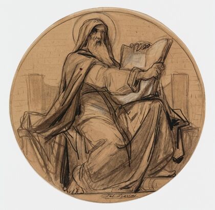 Dessin préparatoire pour les médaillons de l’église de la Trinité, 66 rue saint-Lazare, 9ème arrondissement.