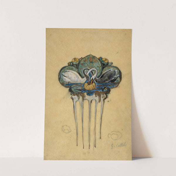 Dessin préparatoire pour un peigne orné de cygnes et de nénuphars by Georges Callot