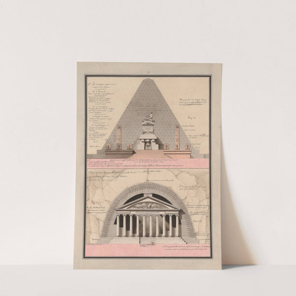Dessin qui représente avec des figures, par quelle(s) teintes, et comment on doit laver les plans, élévations et profils des corps opaques (1777-1825) by Jean Jacques Lequeu