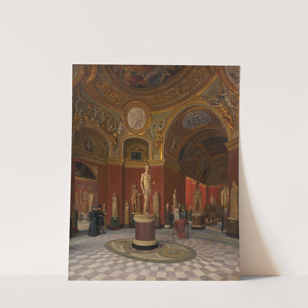 Dessinatrice dans les salles des antiques du Louvre vues de la rotonde de Mars by Felice Vezzani