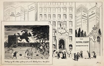 Destroying the Statue of George II at the Bowling Green New York (1908)
