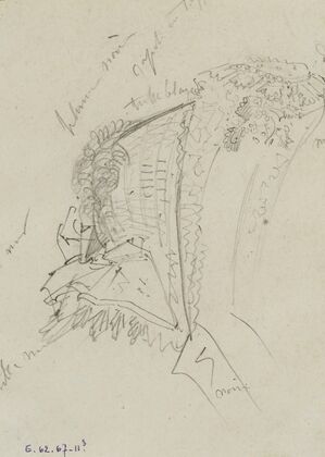 Détail de coiffe fleurie (1863-1864)