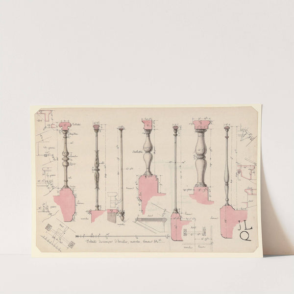 Détails des rampes d’escalies (sic), marches, limons (1786) by Jean Jacques Lequeu