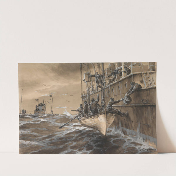 Deutsches U-Boot begegnet britischer U-Boot Falle 'Headley' by Willy Stöwer