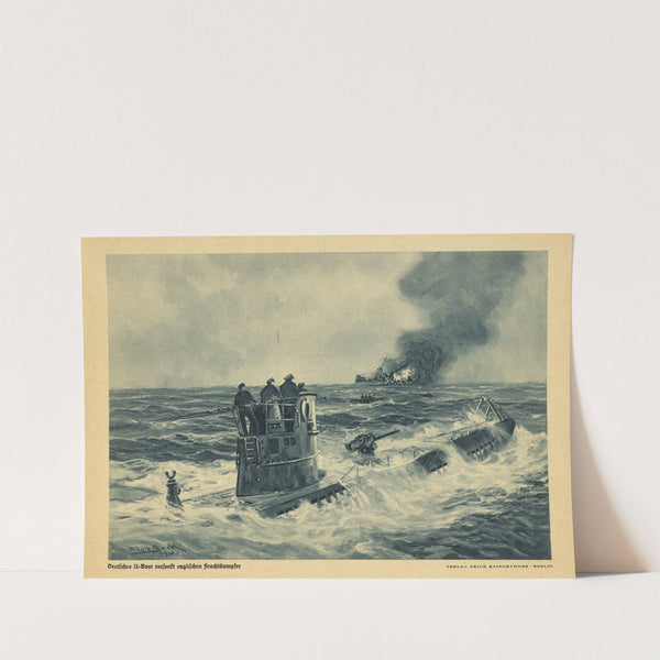 Deutsches U-boot versenkt englischen frachtdampfer by Adolf Bock