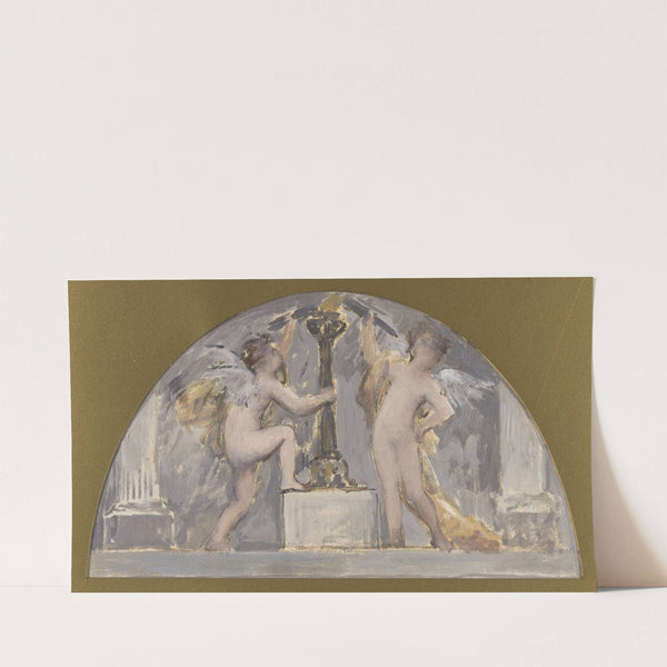 Deux Amours tenant chacun une torche près d’une torchère allumée (1893) by François Lafon