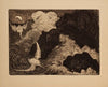Deux cygnes volant au-dessus de la mer (Two swans Flying over sea)
