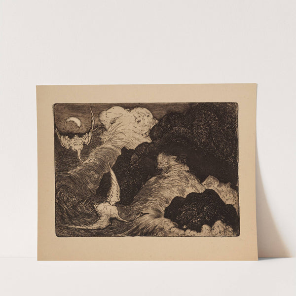 Deux cygnes volant au-dessus de la mer (Two swans Flying over sea) (1892) by Armand Seguin