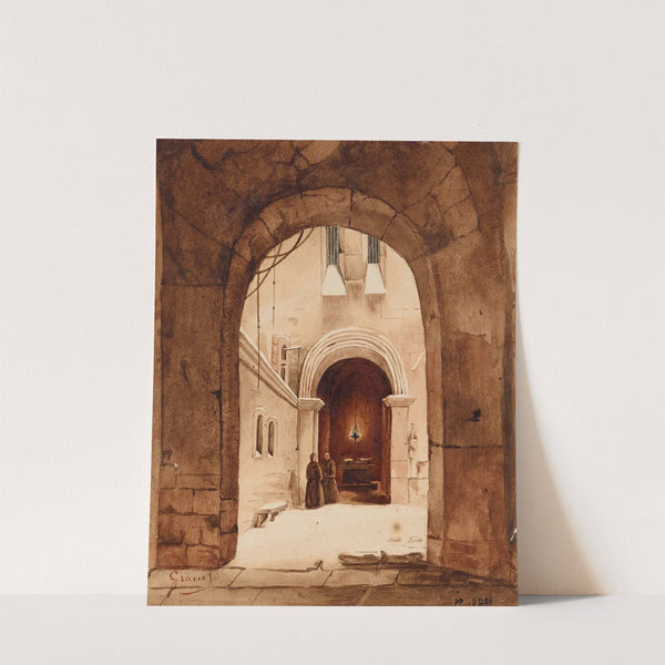 Deux ermites se promenant sous des voûtes by François-Marius Granet