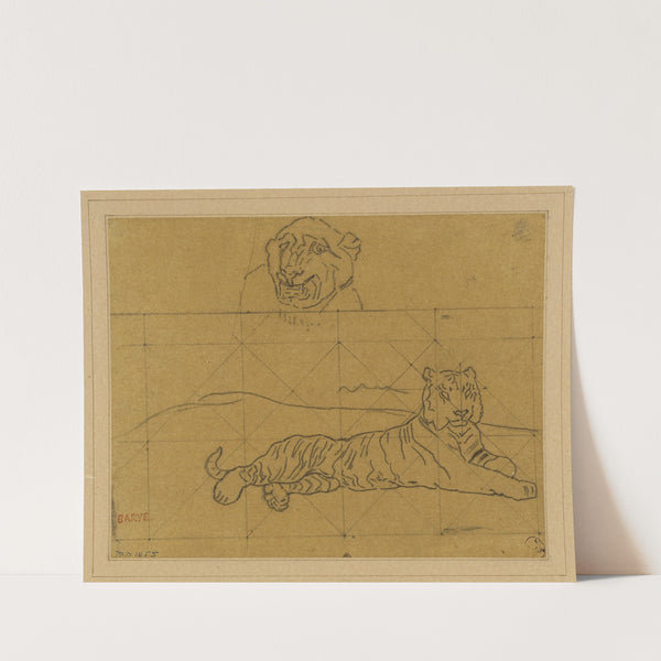 Deux études de tigres (19th century) by Antoine-Louis Barye