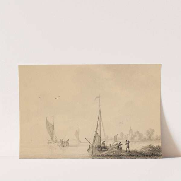 Deux études de voiliers sur une rivière by Martinus Schouman