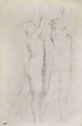 Deux femmes nues, les bras levés