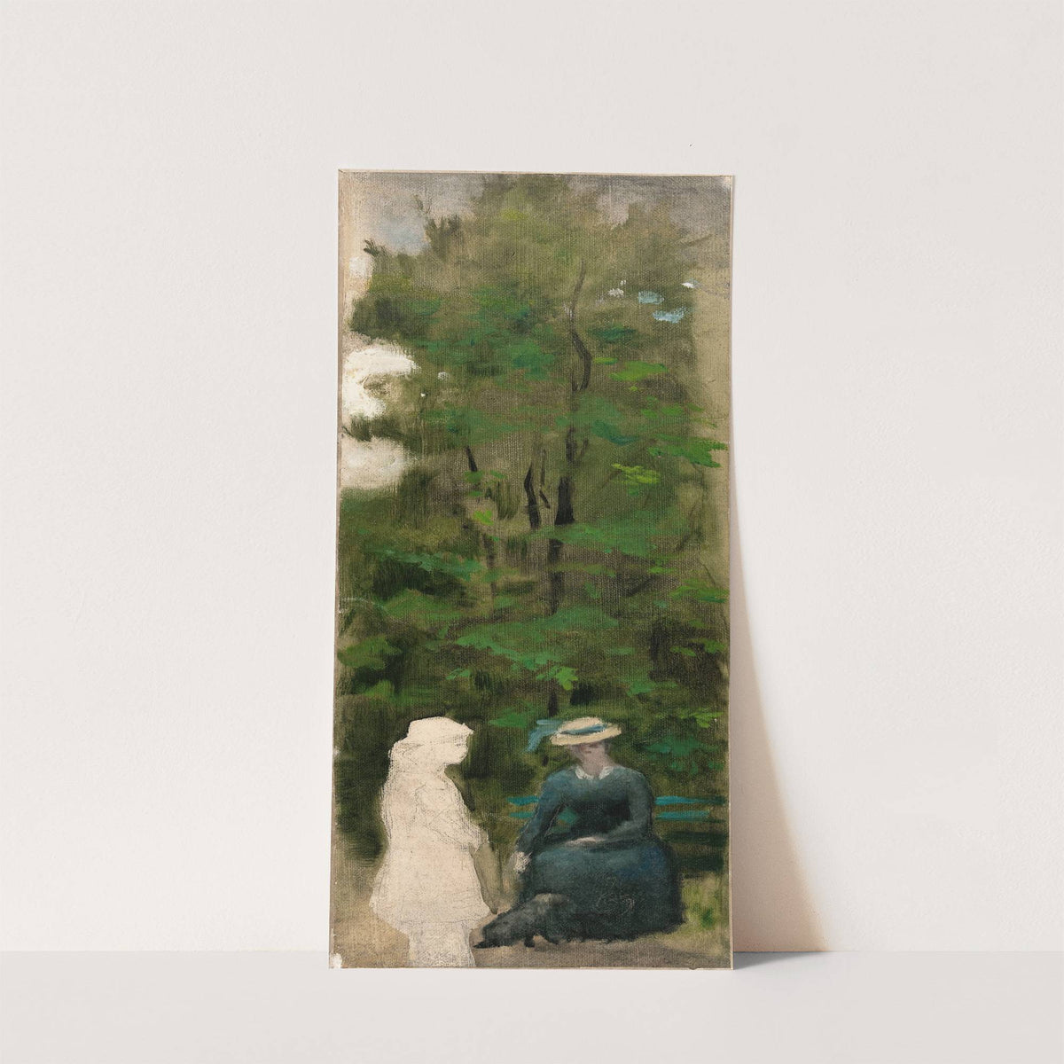 Deux figures de femmes (dont une inachevée) au pied d'un arbre by Henri Cros