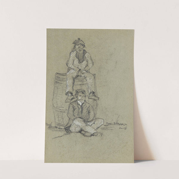 Deux hommes posant sur un tonneau by Alexandre Nozal