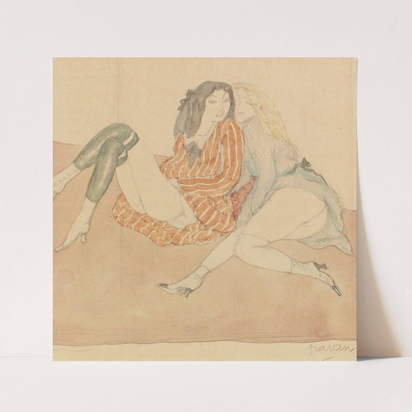 Deux Jeunes Filles Par Terre (circa 1906-09) by Jules Pascin