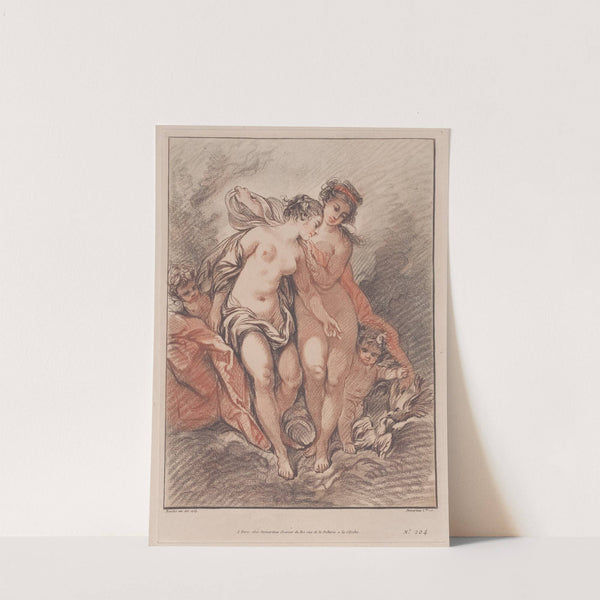 Deux Nymphes et deux Amours regardant des colombes (Two Nymphs and Loves watching two doves) by Gilles Demarteau the Elder