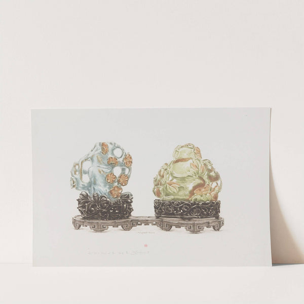 Deux sujets de jade et leur socle, sur un présentoir (1890) by Henri-Charles Guérard