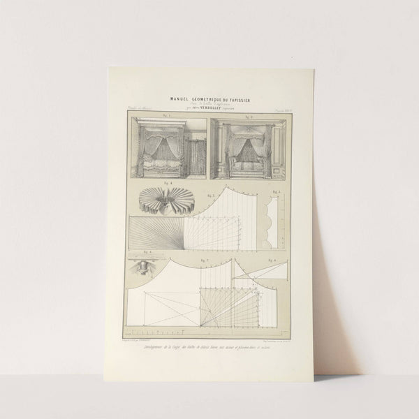 Développement de la coupe des étoffes de châssis lisses tout autour et plissées dans le milieu. (1859) by Jules Verdellet