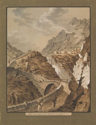 Devil’s Bridge toward the Gothard Mountain in Switzerland