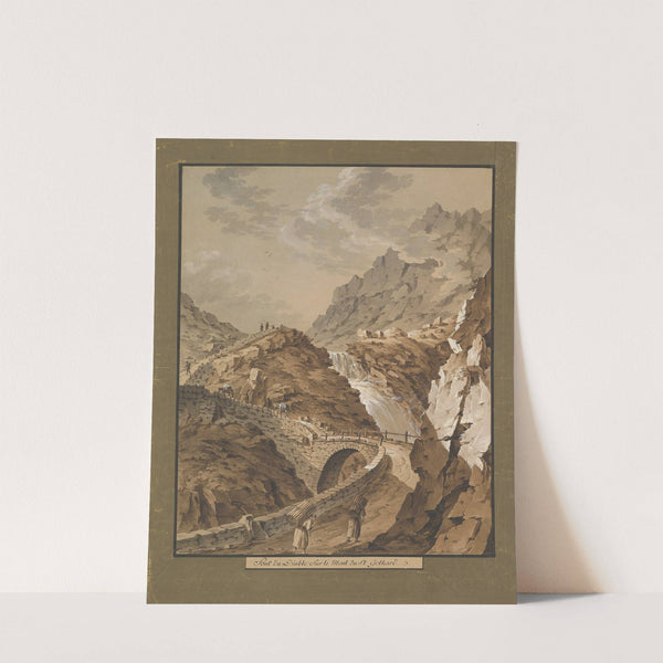 Devil's Bridge toward the Gothard Mountain in Switzerland by Franz Xaver Triner