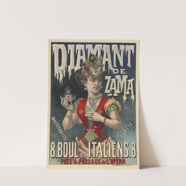 Diamant de Zama, inaltérable dureté, 8, boulevard des italiens près le Passage de l’Opéra (1889) by Imp. Camis