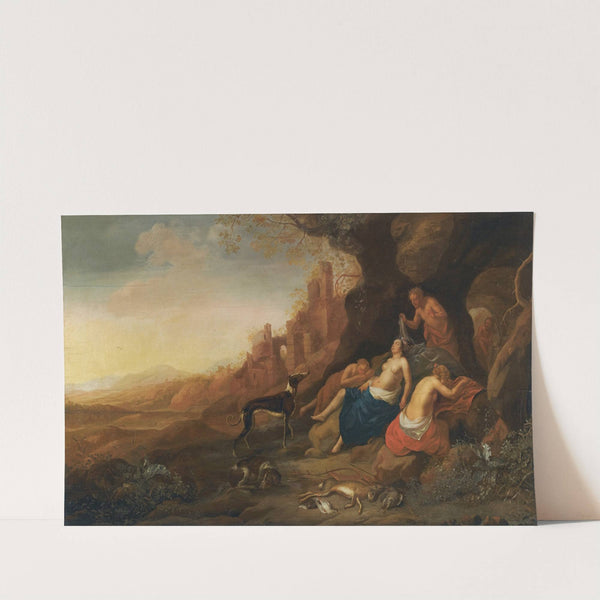 Diana And Her Nymphs Resting After A Hunt With Two Satyrs Spying On Them by Bartholomeus Breenbergh