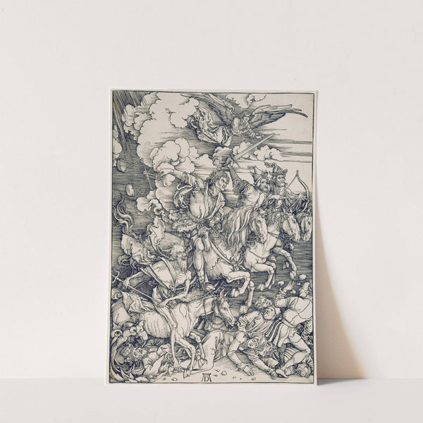Die apokalyptischen Reiter, aus der Folge der Apokalypse, Einzeldruck vor dem Text (ca. 1497 – 1498) by Albrecht Dürer