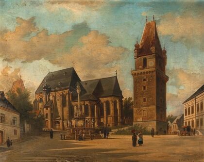 Die Augustinerkirche in Perchtoldsdorf bei Wien (1885)