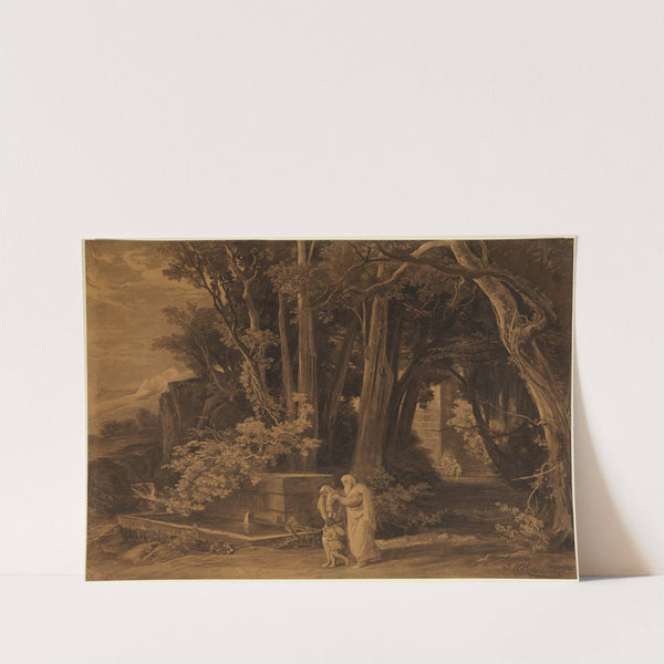 Die Austreibung der Hagar mit Ismael (1. Mose 21, 14) by Johann Wilhelm Schirmer