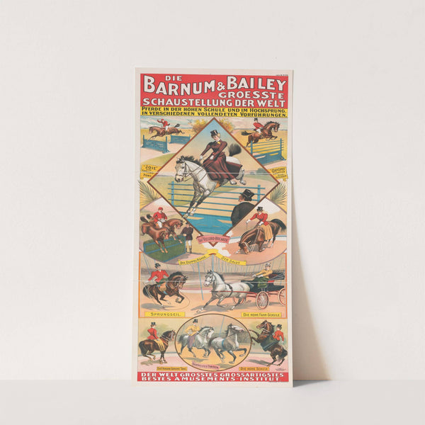 Die Barnum & Bailey groesste schaustellung der welt… Pferde in der hohen schule und im hochsprung, … (1900) by Strobridge & Co. Lith.